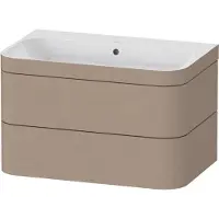 Duravit Happy D.2 Plus c-bonded Set wandhängend, 775x490mm, 2 Schubkästen, ohne Hahnloch, HP4637N7575, Farbe: Leinen Dekor