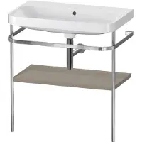 Duravit Happy D.2 Plus c-shaped Set mit Metallkonsole, 775x490mm, Ohne Hahnloch, HP4837N9292, Farbe: Steingrau Seidenmatt Lack