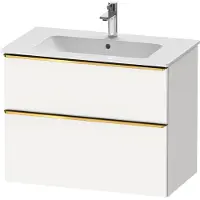 Duravit D-Neo Waschtischunterbau wandhängend, 810x625x462mm, 1 Auszug, 1 Schubkasten, mit Griff Gold poliert, DE4362034180000, Farbe: Weiß Matt Dekor