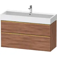 Duravit D-Neo Meuble sous-lavabo suspendu, 1184x625x442mm, 1 tiroir, avec poignée or poli, DE4375034790000