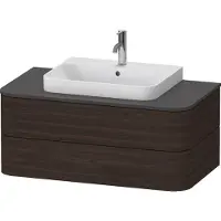 Duravit Happy D.2 Plus Konsolenwaschtischunterbau wandhängend, 1000x550 mm, 2 Schubkästen, für Möbelwaschtisch, HP4961069690010, Farbe: Nussbaum gebürstet Echtholzfurnier mit Innenbeleuchtung