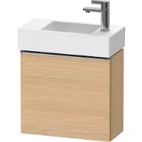 Duravit D-Neo, Konsolenwaschtischunterbau wandhängend, 484x440x222mm, eine Tür, Türanschlag Links, mit Griff Edelstahl gebürstet, DE4219L70300000, Farbe: Natur Eiche Matt Dekor
