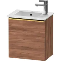 Duravit D-Neo Waschtischunterbau wandhängend, 410x440x274mm, eine Tür, Türanschlag Links, mit Griff Gold poliert, DE4259L34790000, Farbe: Nussbaum Matt Dekor