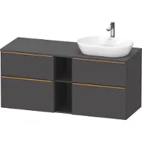 Duravit D-Neo Konsolenwaschtischunterbau wandhängend (Ausschnitt rechts), 1400x664x550mm, 2 Auszüge, 2 Schubkästen, 2 offene Fächer, mit Griff Bronze gebürstet, DE4970R04490000