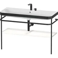 Duravit Happy D.2 Plus c-bonded Set mit Metallkonsole, 1175x490mm, 2 Hahnlöcher, HP4739E84840000, Farbe: Weiß Supermatt Dekor