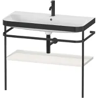 Duravit Happy D.2 Plus c-bonded Set mit Metallkonsole, 975x490m, 1 Hahnloch, HP4738O3939, Farbe: Nordic Weiß Seidenmatt Lack