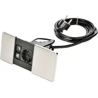 Kopp VersaPAD Tischsteckdose 1-fach + 2x USB Ladeanschlüsse mit Schiebedeckeln alu/gebürstet LxB 190x90 mm inkl 2 m Anschluss