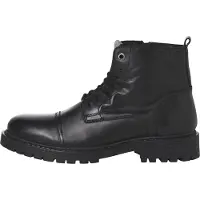Jack & Jones 12258045_212_42, Stiefel, Schwarz, Anthrazit, Rundzeh, Schnürverschluss, Reißverschluss, Mikrofaser, 100% Polyester