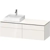 Duravit L-Cube Konsolenwaschtischunterbau wandhängend, inklusive Konsolenplatte, 4 Auszüge, Becken links, 1420x482x550mm, LC4870L22220000, Farbe: Weiß Hochglanz Dekor