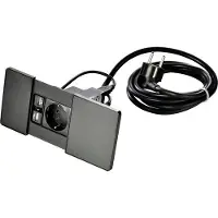 Kopp 939618017 VersaPAD, Powerstation mit Schiebedeckeln, 1 Schutzkontaktsteckdose + 2x USB Ladeanschluss, Farbe: schwarz