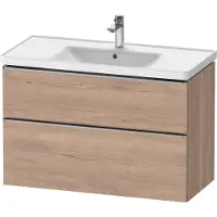 Duravit D-Neo Waschtischunterbau wandhängend, 984x625x452mm, 1 Auszug, 1 Schubkasten, mit Griff Edelstahl gebürstet, DE4356070550000, Farbe: Eiche Marmoriert Dekor