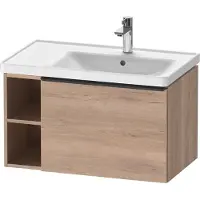Duravit D-Neo Waschtischunterbau wandhängend, 784x440x452mm, 1 Auszug, 1 offenes Fach seitlich links, mit Griff Diamantschwarz, DE42570BD550000, Farbe: Eiche Marmoriert Dekor