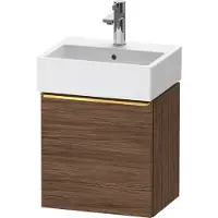Duravit D-Neo, Konsolenwaschtischunterbau wandhängend, 434x440x322mm, eine Tür, Türanschlag Rechts, mit Griff Gold poliert, DE4217R34210000, Farbe: Nussbaum Dunkel Matt Dekor