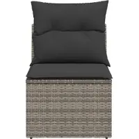 vidaXL Gartensofa ohne Armlehnen mit Kissen Grau Poly Rattan