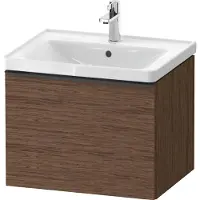 Duravit D-Neo Waschtischunterbau wandhängend, 584x440x452mm, 1 Auszug, mit Griff Diamantschwarz, DE42490BD210000, Farbe: Nussbaum Dunkel Matt Dekor