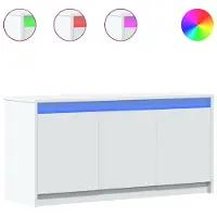 Syfax TV-Schrank mit LED-Beleuchtung Weiß 100x34x50 cm Holzwerkstoff