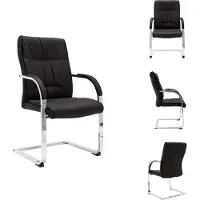 vidaXL Freischwinger Bürostuhl Schwarz Kunstleder - Bürostühle