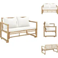 vidaXL 2-Sitzer Gartensofa mit Polstern Bambus - Gartenbänke