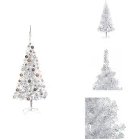 vidaXL Künstlicher Weihnachtsbaum Beleuchtung & Kugeln Silber 120 cm - Weihnachtsbäume