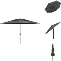 vidaXL Sonnenschirm mit Aluminium-Mast 3-lagig Anthrazit 3,5 m - Sonnenschirme & Sonnenschutze