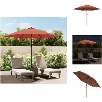 vidaXL Sonnenschirm mit LED-Leuchten Stahlmast 300 cm Terrakotta-Rot - Sonnenschirme & Sonnenschutze