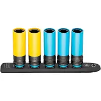 Hazet SmartRail Flexible Kunststoff-Steckleiste Vierkant 12,5 mm (1/2 Zoll) 5-teilig, Außen-Sechskan - 903SLG-SR/5