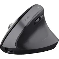 Trust Bayo+ Wiederaufladbare Vertikale Maus Bluetooth + RF 2.4GHz, Vorbeugung Gegen Mausarm/Tennisarm (RSI Syndrom), 70% Recyclingkunststoff, Kabellose Ergonomische Maus PC, Laptop, Mac - Schwarz