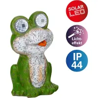 Näve Solar-/Dekoleuchte "FROGGEL" inkl. Rolling Eye H: 19cm, Lampe für den Außenbereich im Romantik-Style, aus Kunststoff in grün, 10,5 x 10,5 x 18 cm, mit Diode – mit Druckschalter