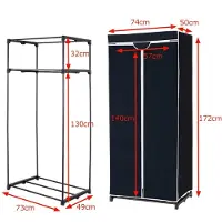 Coast Kleiderschrank Stoffschrank Klappbarer Textilschrank Campingschrank Stoffschrank Klappbarer Kleiderschrank mit Kleiderstange 172 x 74 x 50cm (Braun)