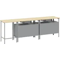 vidaXL Werkbank-Set 3 stk. Schwarz und Grau Pulverbeschichteter Stahl
