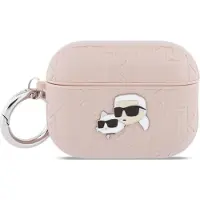 Karl Lagerfeld Schutzhülle für AirPods Pro 3, Monogram Karl and Choupette Head, Rosa