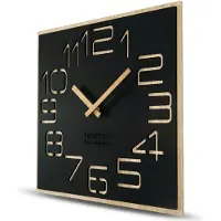 FLEXISTYLE Wanduhr groß holzoptik Holz Digits ECO, quadratisch Stille, Wohnzimmer, Schlafzimmer , EU (Schwarz, 40 cm)