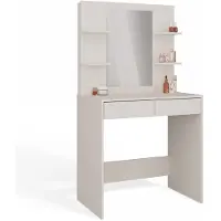 CARUNO Kosmetiktisch MARINA Kaschmir 4P mit Schminkspiegel + Schreibtisch 2S