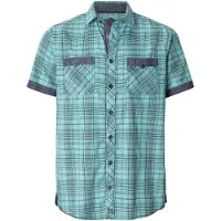 Jan Vanderstorm Kurzarmhemd "Kurzarmhemd AALVAN", Herren, Gr. XL, weit, blau (türkis kariert), Obermaterial: 60% Polyester COOLMAX PES(Coolmax). 25% Baumwolle CO. 15% Leinen LI., Hemden Kurzarmhemd