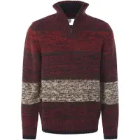 Babista Rundhalspullover "Pullover CARMILO", Herren, Gr. XL, rot (dunkelrot gestreift), Obermaterial: 70% Polyacryl PAN. 30% Wolle mw., Pullover Rundhalspullover