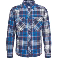 Brandit Flanellhemd "Check Shirt", Herren, Gr. M, US, blau (blau, weiß), Obermaterial: 100% Baumwolle CO., Hemden Flanellhemd