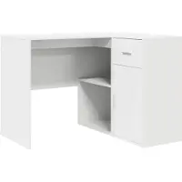 Syfax Eck-Schreibtisch mit Schubladen mit Regal Weiß 102 x 88 x 75 cm