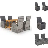vidaXL 5-tlg. Garten-Essgruppe Grau - Gartenmöbel-Sets