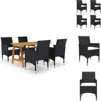 vidaXL 5-tlg. Garten-Essgruppe Schwarz - Gartenmöbel-Sets