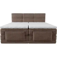 Vente-unique Boxspringbett mit gestepptem Kopfteil + elektrischem Untergestell mit Relaxfunktion + Matratze + Topper - 2 x 90 x 200 cm - Stoff - Braun - LODI von PALACIO