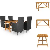 vidaXL 5-tlg. Garten-Essgruppe Schwarz - Gartenmöbel-Sets