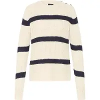 Oxmo Strickfleece-Pullover "Strickpullover OXKanna", Damen, Gr. L, blau (night sky mix), Obermaterial: 60% Baumwolle CO. 40% Polyacryl PAN., Pullover Strickfleece-Pullover