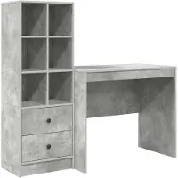 Syfax Schreibtisch Beton Grau 135,5 x 50 x 127 cm 2 stk.