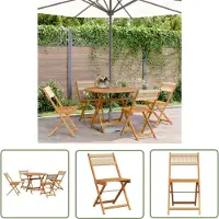 The Living Store 5-tlg. Garten-Essgruppe Polypropylen und Massivholz Beige