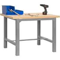 Simon Rack PROREGAL Werkbank BUFFALO WOOD | HxBxT 87x150x75cm | Traglast 600kg | Grau