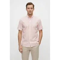 BOSS Kurzarmhemd Button-down-Kragen Regular Fit, Baumwollmix