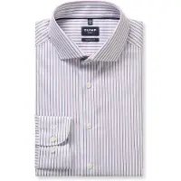 Olymp Langarmhemd "Luxor", Herren, Gr. 39, N-Gr, mauve, Web, Obermaterial: 100% Baumwolle, gestreift, normal, 2-Knopf-Manschette, Hemden Langarmhemd, modern fit, Royal -Kentkragen, Businesshemd