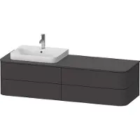 Duravit Happy D.2 Plus Konsolenwaschtischunterbau wandhängend, 1600x550 mm, 4 Schubkästen, für Möbelwaschtisch Position links, HP4963L80800010, Farbe: Graphit Supermatt Dekor mit Innenbeleuchtung