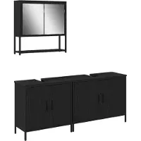 vidaXL Badezimmermöbel-Set 3 stk. Schwarz 80 x 30 x 60 cm
