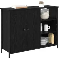 vidaXL Sideboard Schwarz Eichen-Optik 100 x 33 x 75 cm Holzwerkstoff